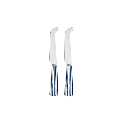 Blue striped cheese knives - set of 2