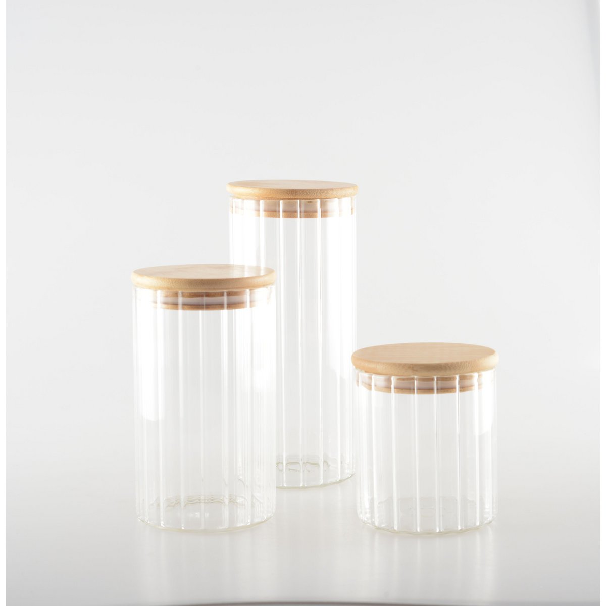 9x9x10cm glass and wood storage jar