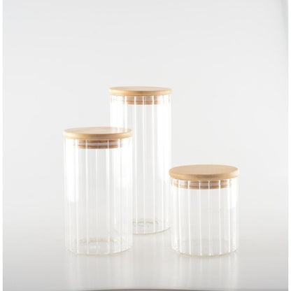 9x9x10cm glass and wood storage jar