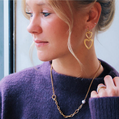 Double striped heart earring