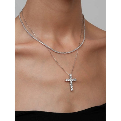 Moissanite Cross Pendant Necklace