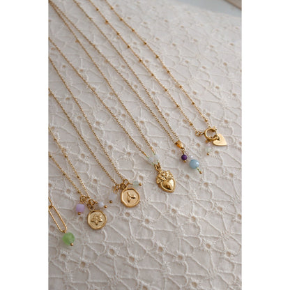 Necklace Jade, Chalcedony & Mermaid - Gold
