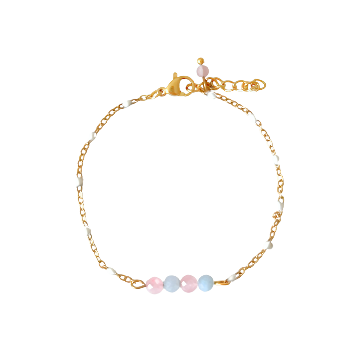Aquamarine and rose quartz bracelet - gold