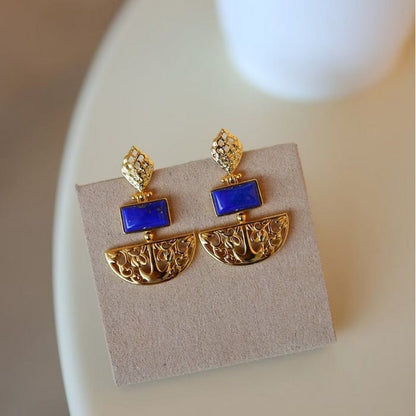 Royal Style Drop Earrings with Lapislazuli