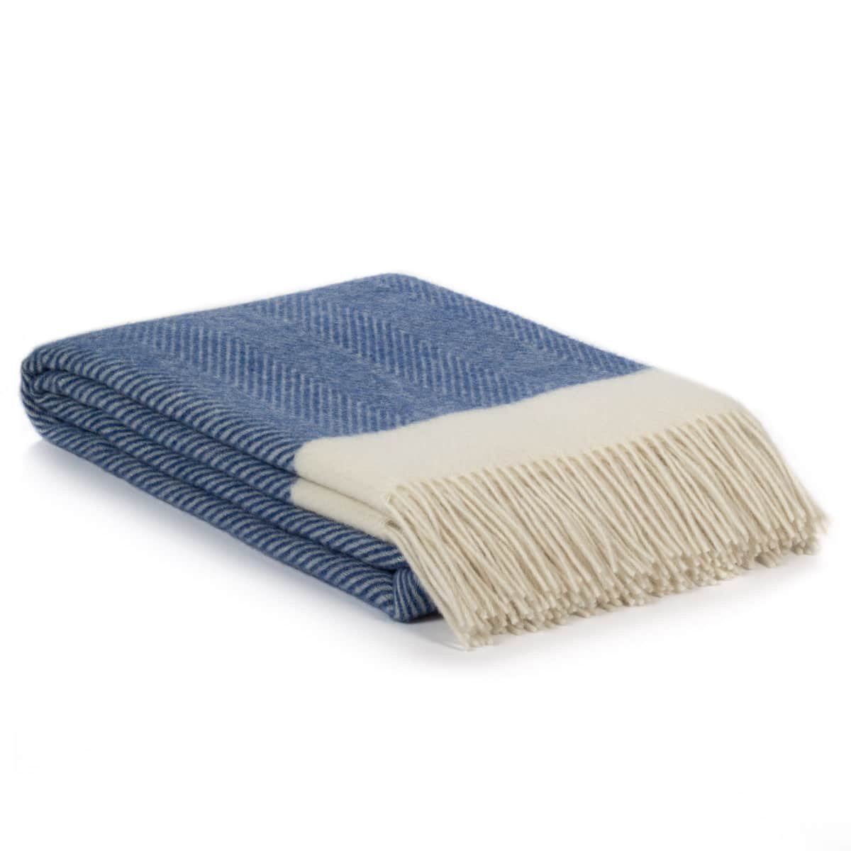 Wool Throw Blanket FLORENCE blue