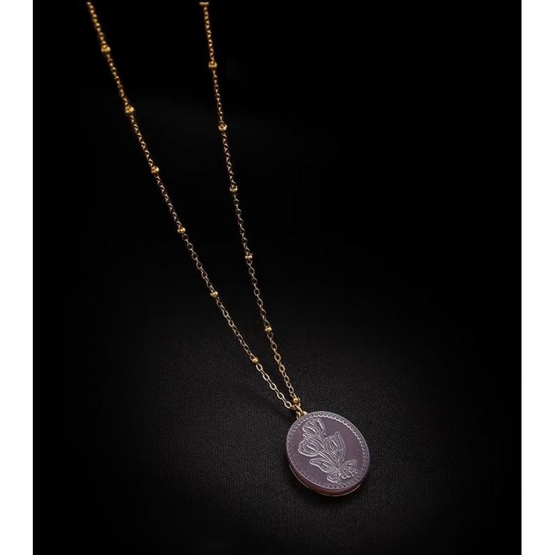 Botanical Mother of Pearl Medallion Necklace
