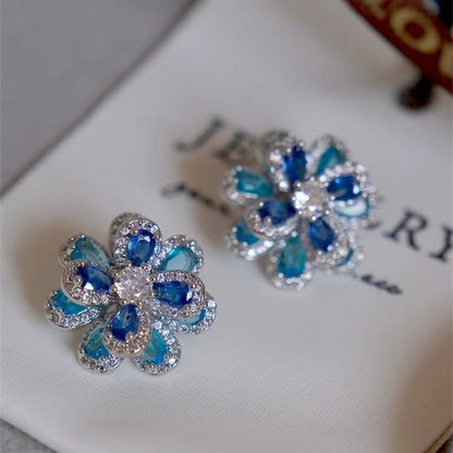 Azure Oil Painting Floral Jewelry Set