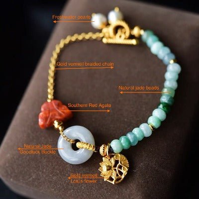 Jade Beads and Red Agate Goodluck Bracelet
