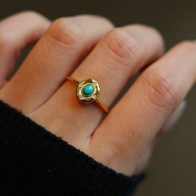 Modern Vintage Turquoise Oval Ring-adjustable