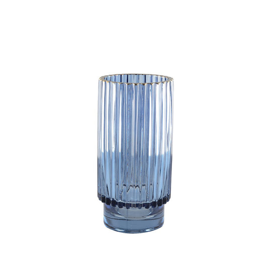 Blue vase dark edge brown H.20cm