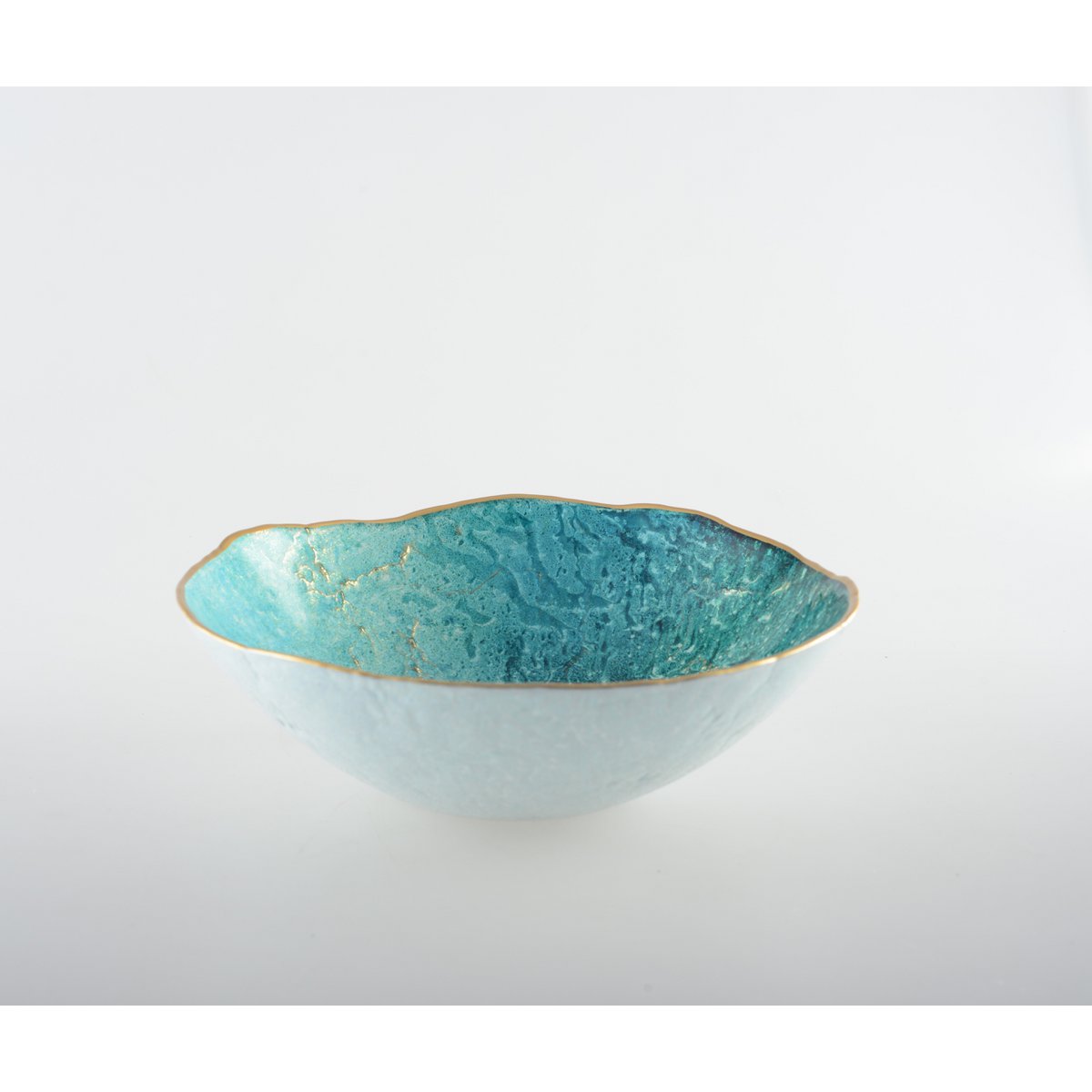 Turquoise bowl with dore edge 20cm