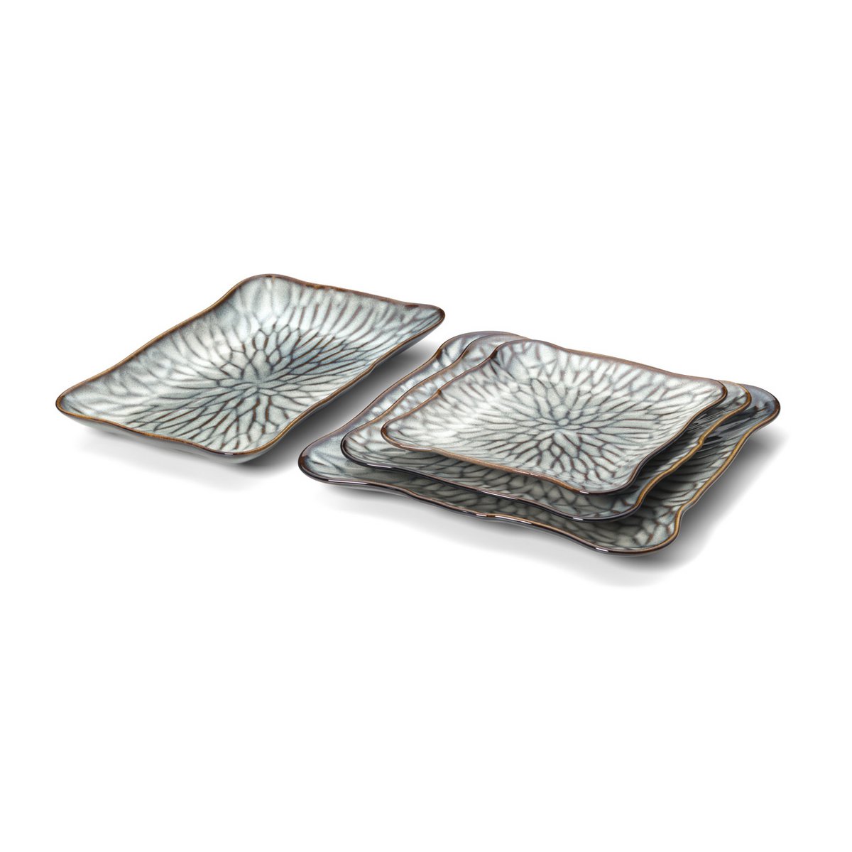 The Lotus Ice Square Plate - Grey Brown - M