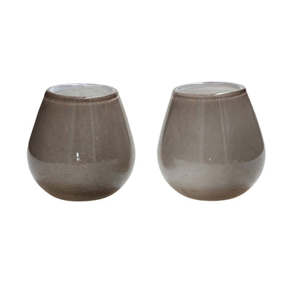 Tea light holder - Tasman Elite XS gray Ø12.5 x H11.5 cm (set of 2 pieces)