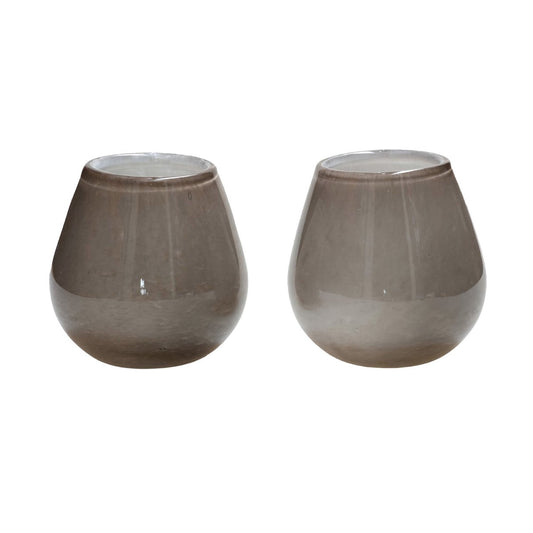 Tea light holder - Tasman Elite XS gray Ø12.5 x H11.5 cm (set of 2 pieces)