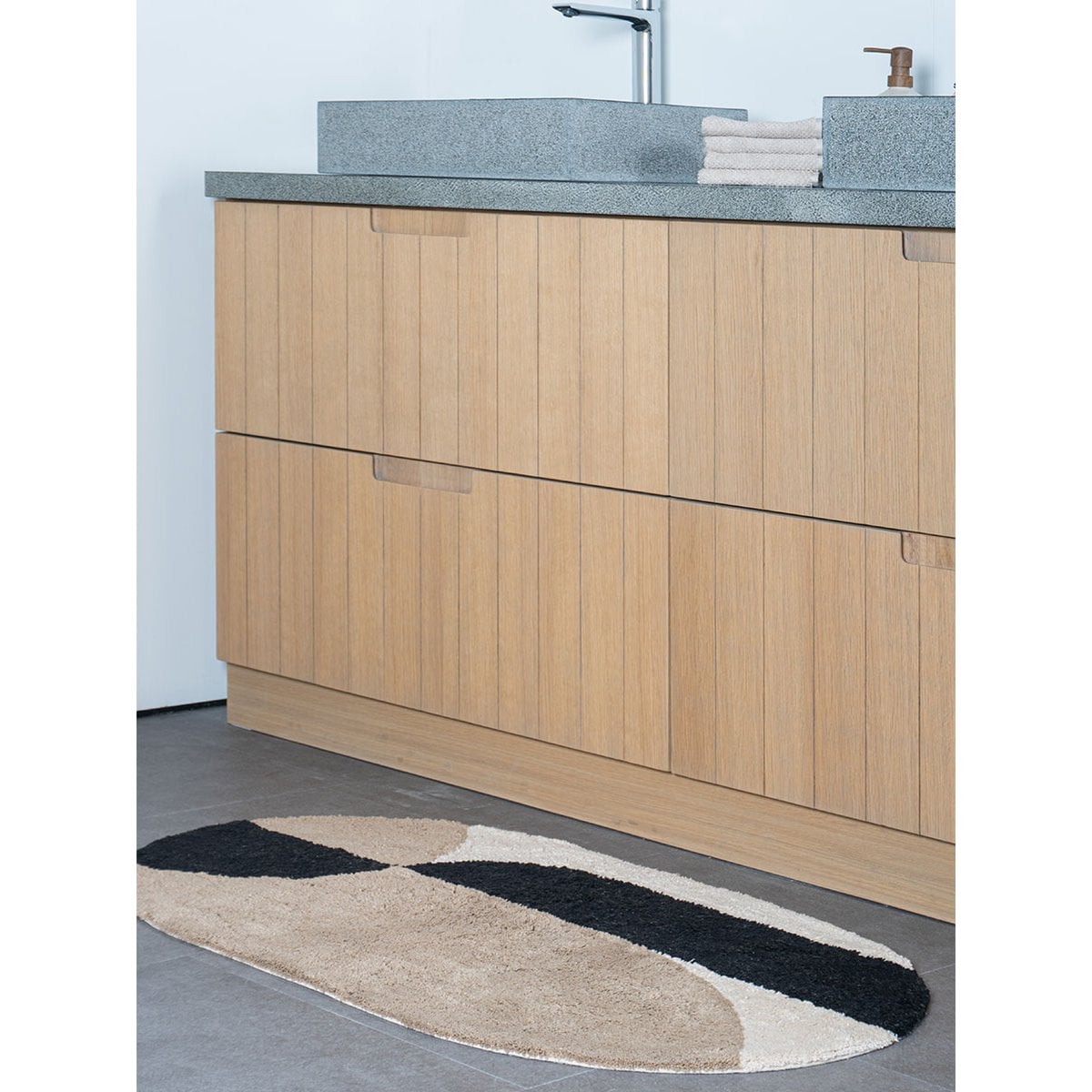 Bath mat Bowie - Taupe Oval 60 x 100 cm