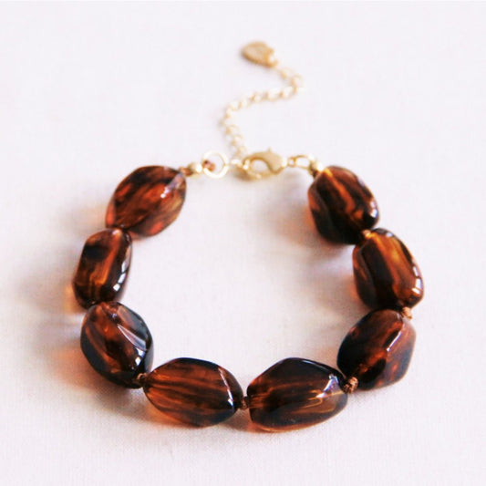 Beaded bracelet 'nugget' large - brown
