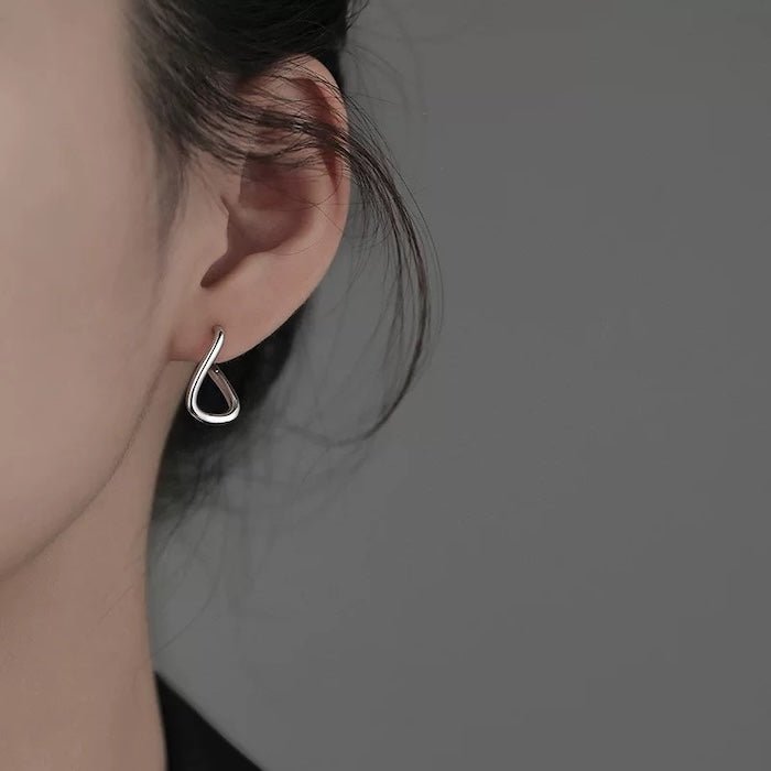 Sterling Silver Geometric Loop Earrings-One Pair