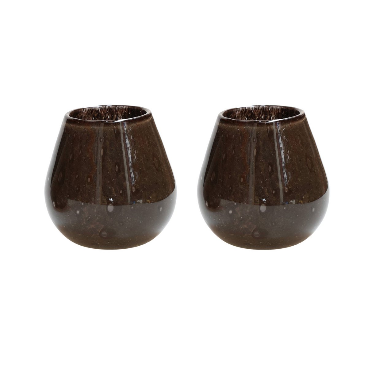 Tea light holder - Tasman Elite XS dark brown Ø12.5 x H11.5 cm (set of 2 pieces)