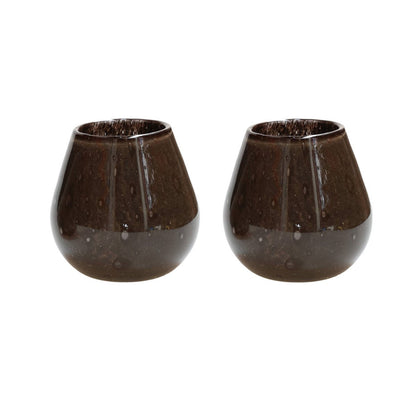 Tea light holder - Tasman Elite XS dark brown Ø12.5 x H11.5 cm (set of 2 pieces)