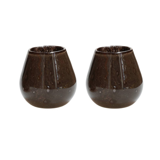 Tea light holder - Tasman Elite XS dark brown Ø12.5 x H11.5 cm (set of 2 pieces)