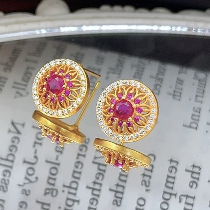 Vintage Style Halo Crystal Stud Earrings