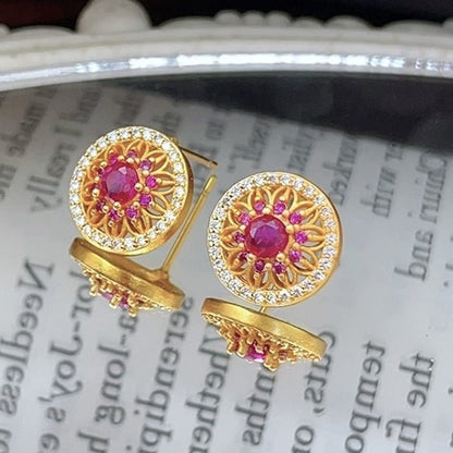 Vintage Style Halo Crystal Stud Earrings
