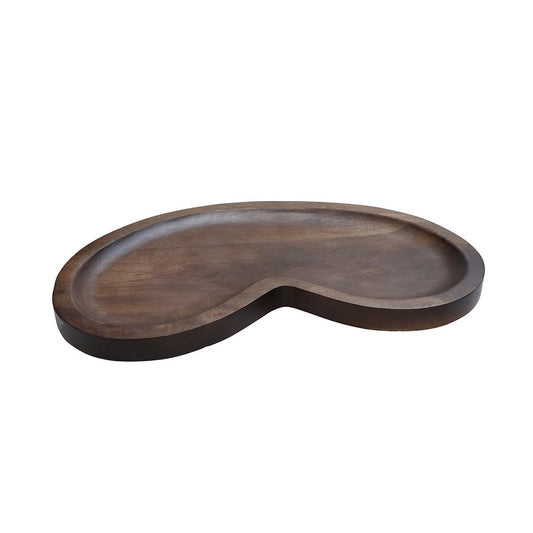 Wooden tray with a unique shape on a white background
