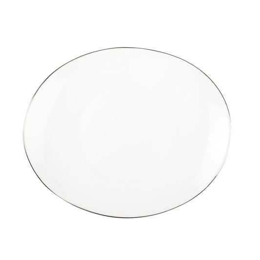 OVAL DESSERT PLATE WITH PLATINUM EDGE