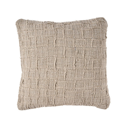 The Linen Damier Cushion Cover - Natural