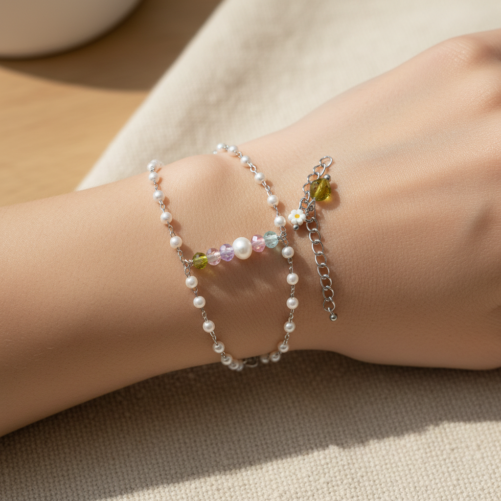 Gems & Peridot Bracelet - Silver