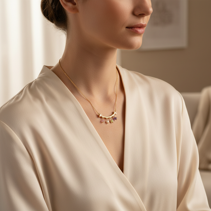 Gemstone Pendants Necklace - Gold