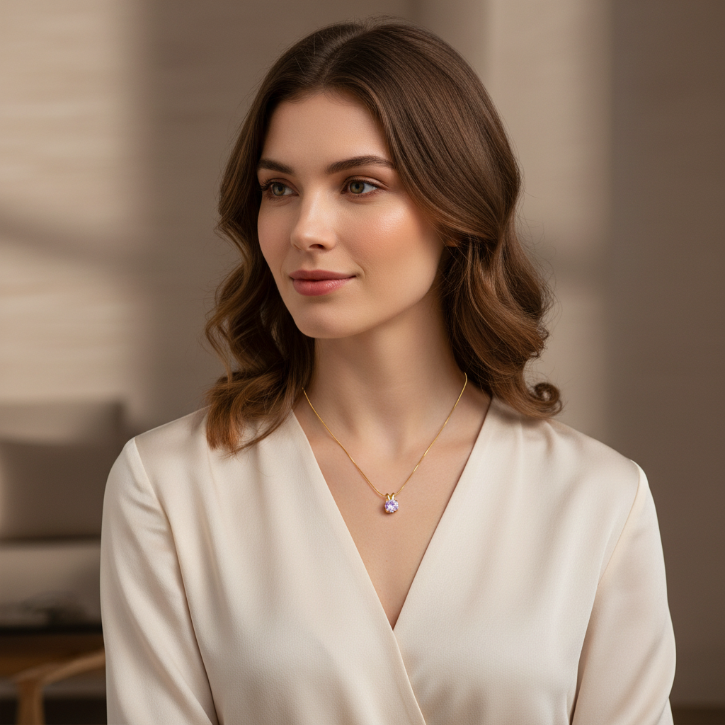 Lila Zirkonia Serpentine Chain - Gold