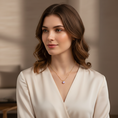 Lila Zirkonia Serpentine Chain - Gold