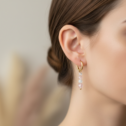 Moonstone and Rose Quartz Earrings - Gold
