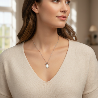 Schelp Pearl Jade Necklace - Silver