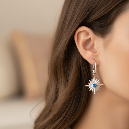 Sparkle Blue Zirconia Oorringen - Silver