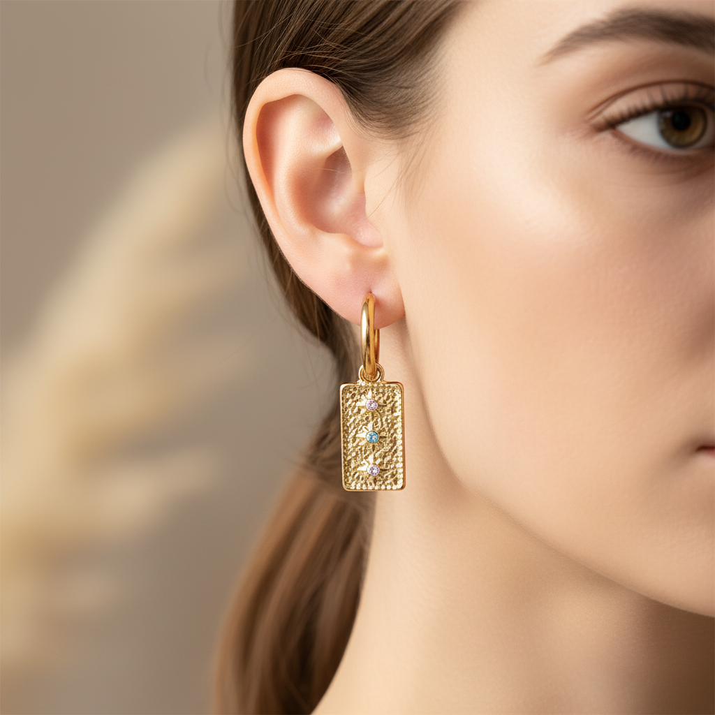 Three Colors Zirconia Oorringen - Gold