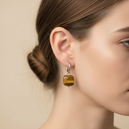 Tiger Eye Earrings - Silver